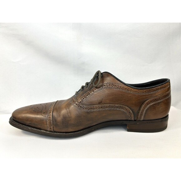To Boot New York Lace Up Mens 9.5 Brown Leather Cap Toe Dress Shoes Adam Derrick - Picture 7 of 12
